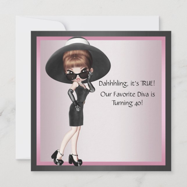 Invitación Diva divertida favorita cumpleaños 40 de mujer ros (Anverso)
