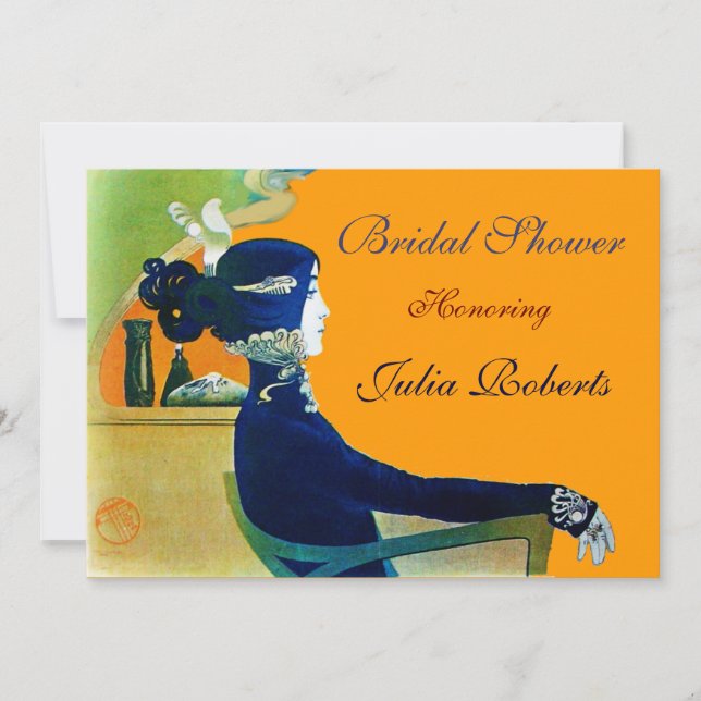 INVITACIÓN DIVA EN FIESTA DE DUCHA BRIDAL DE MONOGRAMA AZUL (Anverso)