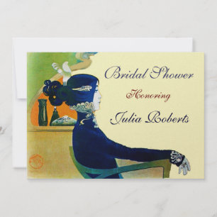 Invitación DIVA EN Oro FIESTA DE DUCHA BRIDAL DE MONOGRAMA AZ