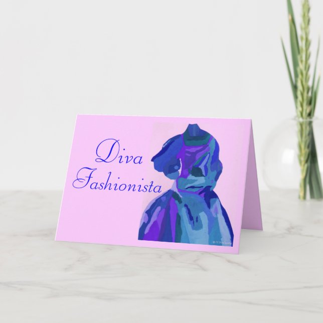Invitación Diva Fashionista En Azul I (Anverso)