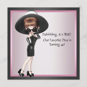 Invitación Diva favorita divertida: las mujeres rosan el negr