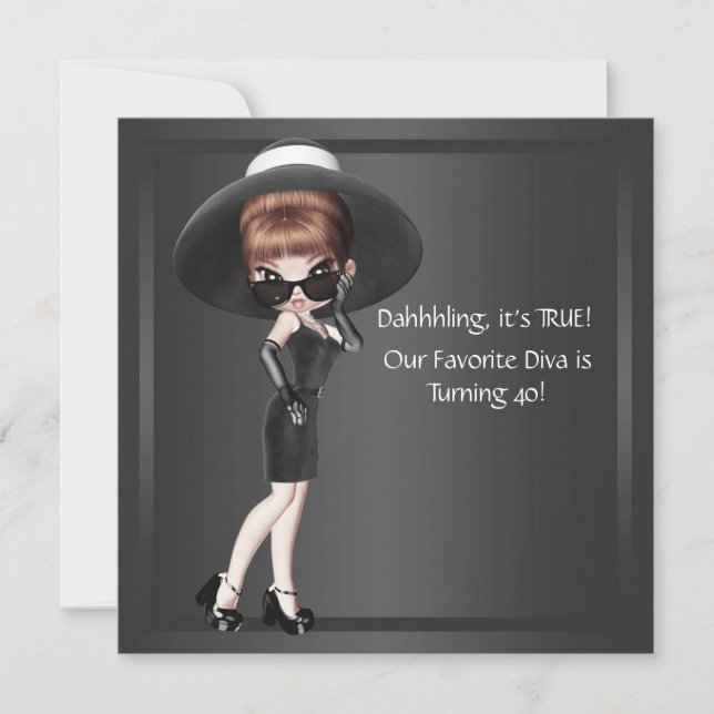 Invitación Diva favorita divertida para las mujeres negras 40 (Anverso)