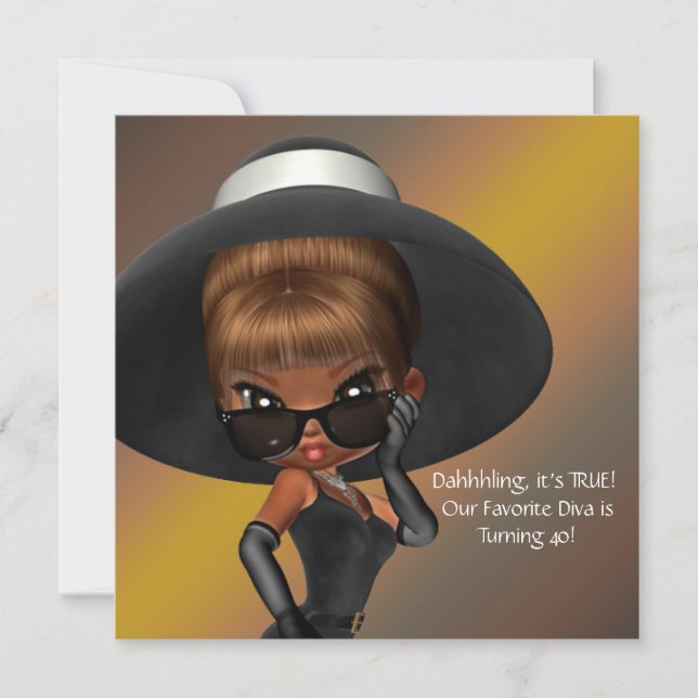 Invitación Diva favorita divertida para las mujeres negras 40 (Anverso)