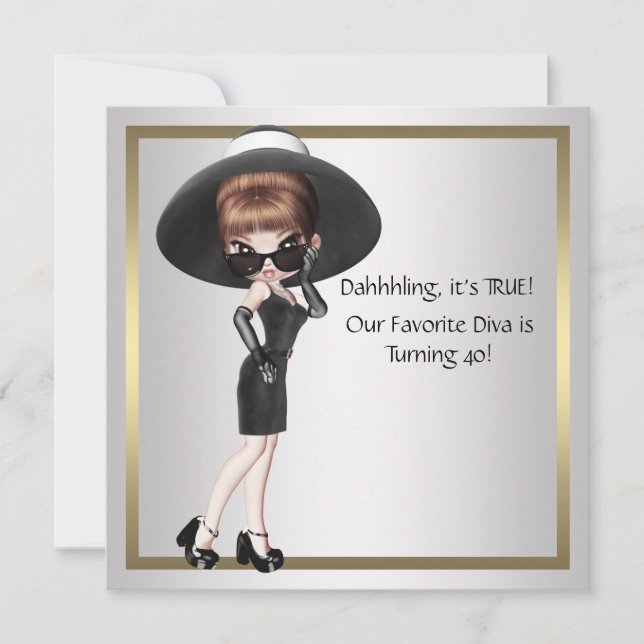 Invitación Diva favorita divertida para las mujeres negras 40 (Anverso)