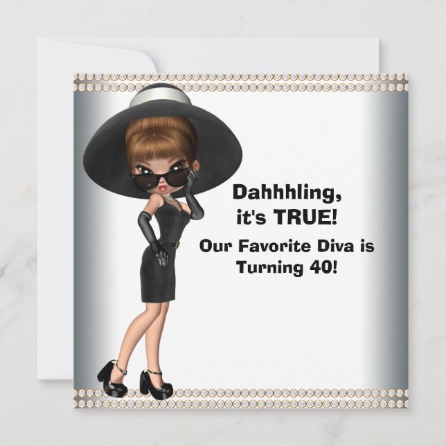 Invitación Diva Mujer Divertida Cumpleaños Fiesta Favorita (Anverso)