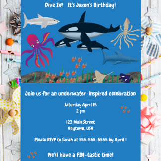 Invitación Dive In, We'll have a FIN-tastic time