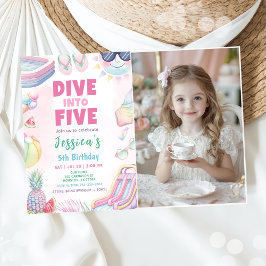 Invitación Dive Into Five - Foto del 5º Cumpleaños de Summer