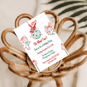 Invitación Diversa Fiesta Navideña de Santa y Pan de Jengibre