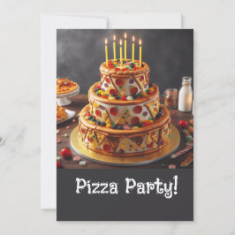 INVITACIÓN DIVERSIÓN 3 NIVELES DE PIZZA FIESTA DEL CUMPLEAÑOS