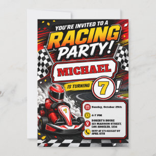 Invitación Diversión a toda velocidad ahora y carreras de kar