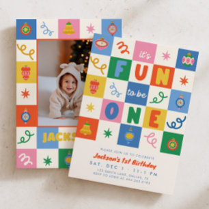 Invitación Diversión al Cumplir Un Añito Niños Navidad Cumple