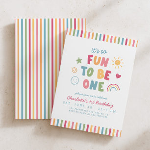 Invitación Diversión al Cumplir un Año de la Niña Colorido