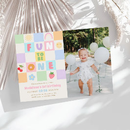 Invitación Diversión al cumplir un año en foto de cumpleaños 