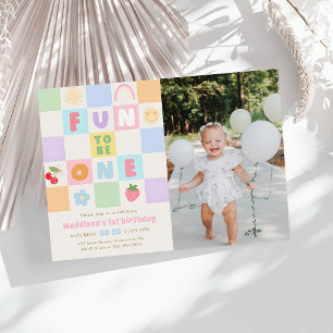 Invitación Diversión al cumplir un año en foto de cumpleaños