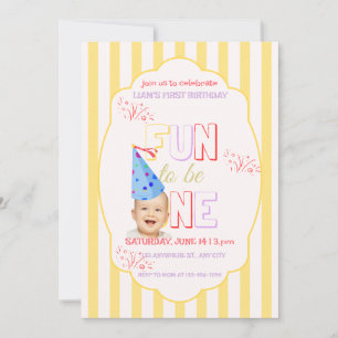 Invitación Diversión al Cumplir Un Año Foto Cumpleaños