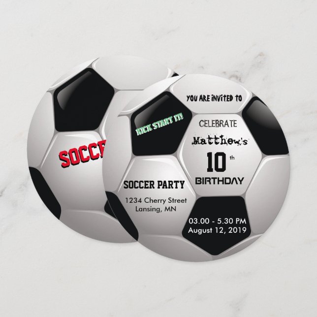 Invitación Diversión al fútbol ⚽ Fiesta épico de cumpleaños (Anverso / Reverso)