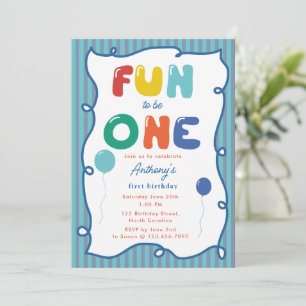 Invitación Diversión al ser un niño Fiesta de cumpleaños 1er 