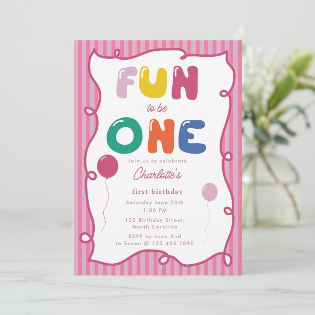 Invitación Diversión al ser un niño Fiesta de cumpleaños 1er  (Anverso de pie)