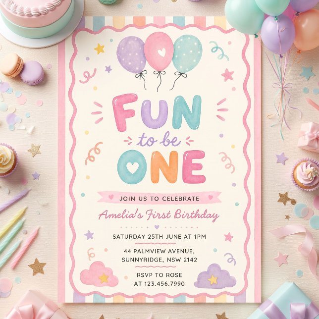 Invitación Diversión al ser uno! Colorido 1er Cumpleaños (Subido por el creador)