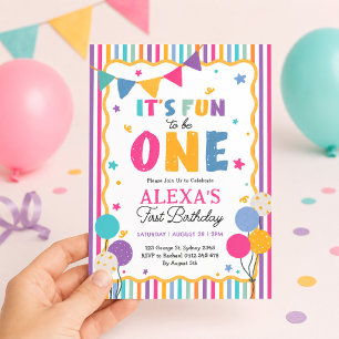 Invitación Diversión al ser uno: Fiesta de cumpleaños 1 de ni