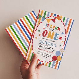 Invitación Diversión al ser uno: rayas coloridas para el prim