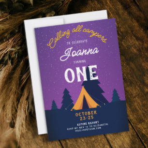 Invitación Diversión Aventura al Aire Libre de Camping Cumple