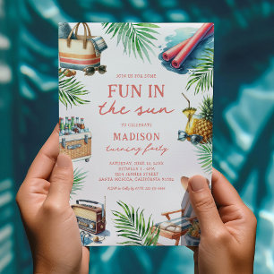 Invitación Diversión Bajo El Sol Fiesta de Cumpleaños de Pisc