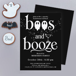 Invitación Diversión Blanco Negro Cóctel de Halloween Fantasm