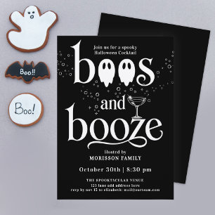 Invitación Diversión Blanco Negro Cóctel de Halloween Fantasm