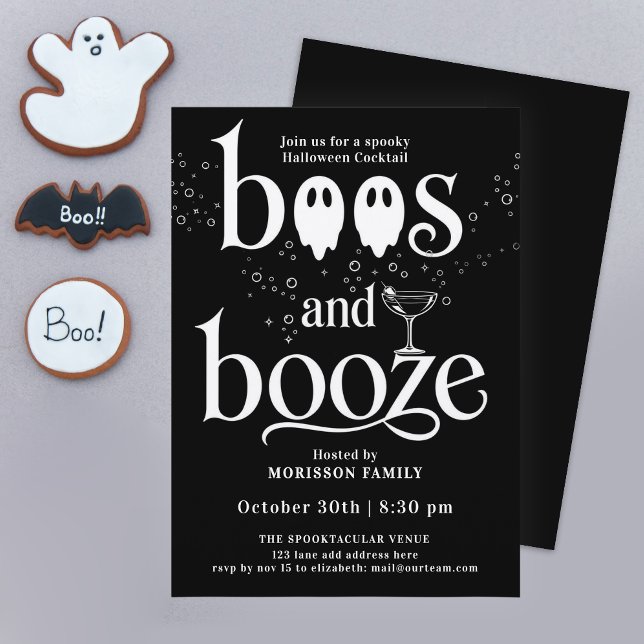 Invitación Diversión Blanco Negro Cóctel de Halloween Fantasm (Subido por el creador)