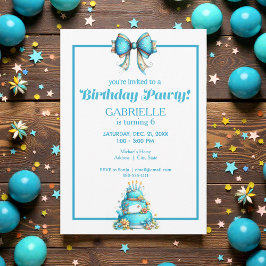 Invitación Diversión Caprichosa Cumpleaños Azul Turquesa