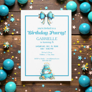Invitación Diversión Caprichosa Cumpleaños Azul Turquesa
