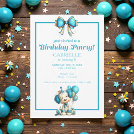 Invitación Diversión Caprichosa Cumpleaños Azul Turquesa
