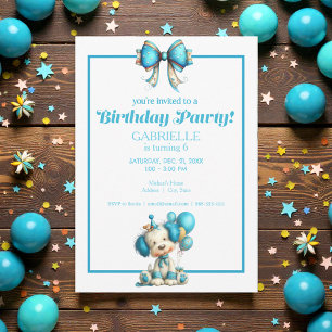 Invitación Diversión Caprichosa Cumpleaños Azul Turquesa