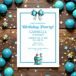 Invitación Diversión Caprichosa Cumpleaños Azul Turquesa