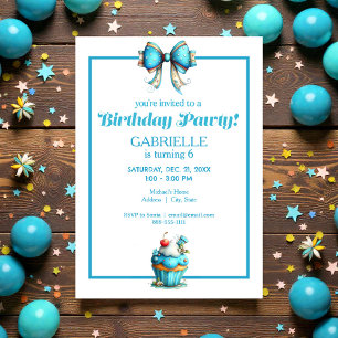 Invitación Diversión Caprichosa Cumpleaños Azul Turquesa