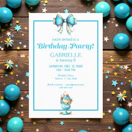 Invitación Diversión Caprichosa Cumpleaños Azul Turquesa
