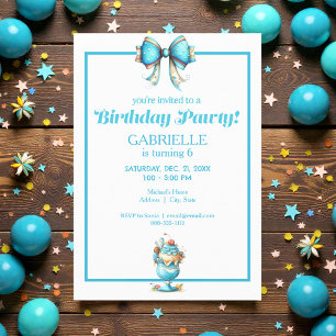Invitación Diversión Caprichosa Cumpleaños Azul Turquesa