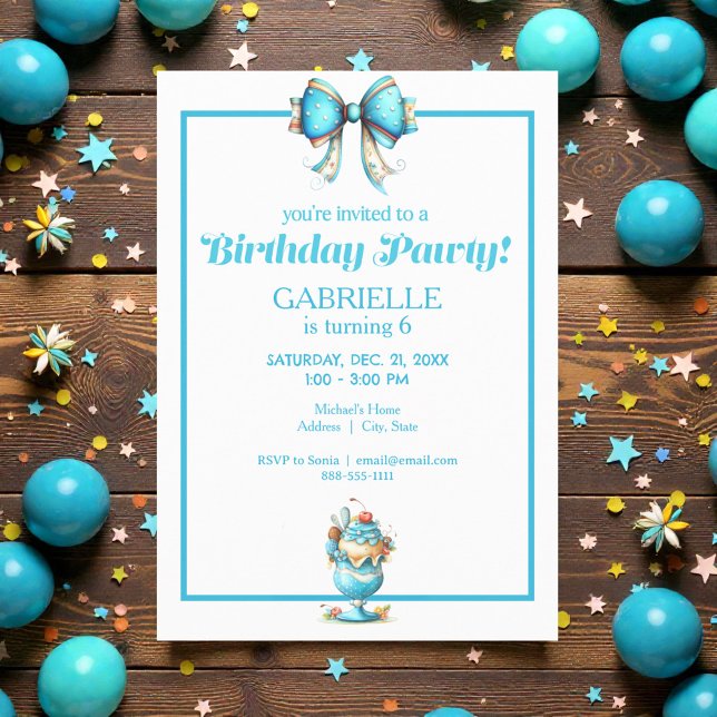 Invitación Diversión Caprichosa Cumpleaños Azul Turquesa (Subido por el creador)