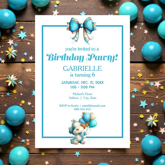 Invitación Diversión Caprichosa Cumpleaños Azul Turquesa (Subido por el creador)