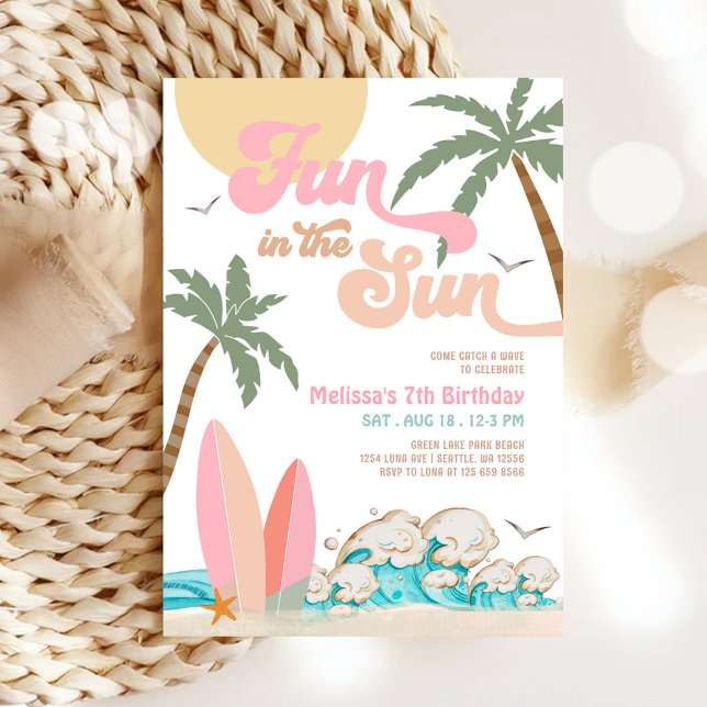 Invitación Diversión chica Rosa Peach En La Fiesta Del Cumple (Subido por el creador)
