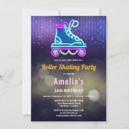 Invitación Diversión Cumpleaños Fiesta de Patinaje con Luces 