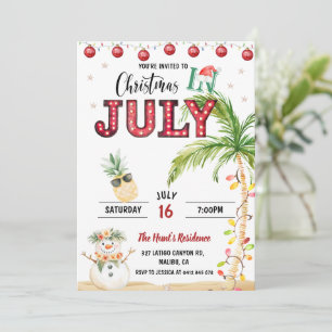 Invitación Diversión de Acuarela Fiesta de Navidad en Julio