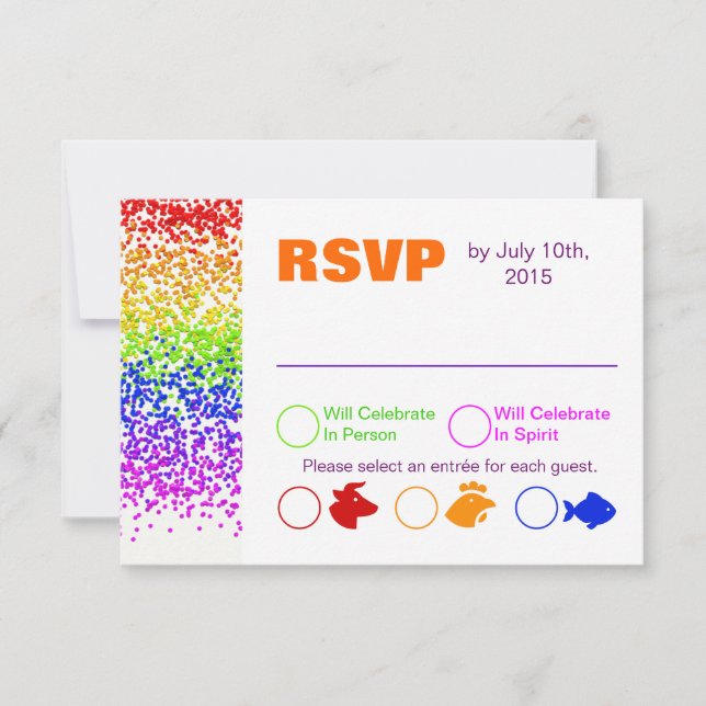 Invitación Diversión De Boda Arcoíris De RSVP Y Moderna (Anverso)