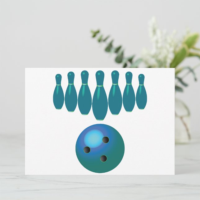 Invitación Diversión de Bolos con Bola y Bolos (Subido por el creador)