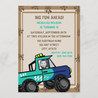Invitación Diversión de cuatro ruedas/ cumpleaños