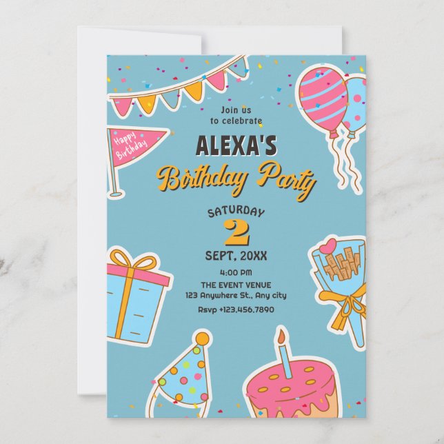 Invitación Diversión de cumpleaños (Anverso)