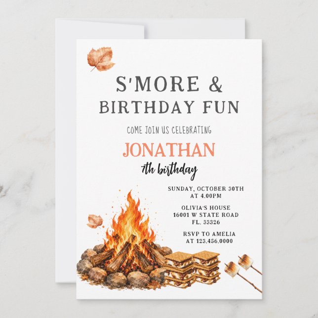Invitación Diversión de cumpleaños con S'more Cumpleaños (Anverso)