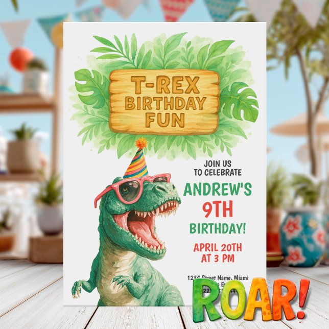 Invitación Diversión de cumpleaños en la jungla del T-Rex (Subido por el creador)