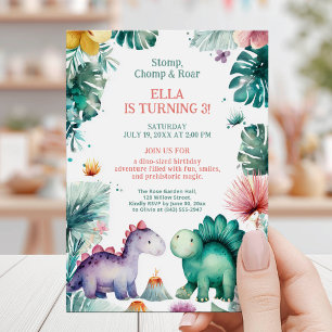 Invitación Diversión de cumpleaños en la selva de dinosaurios